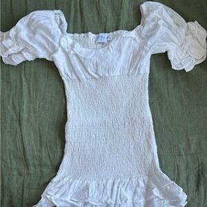 Princess Polly White Smocked Dress with Puff Sleeves